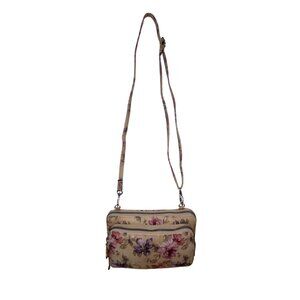 Mundi Women’s Beige Floral Faux Leather Adjustable Strap Crossbody Clutch Bag